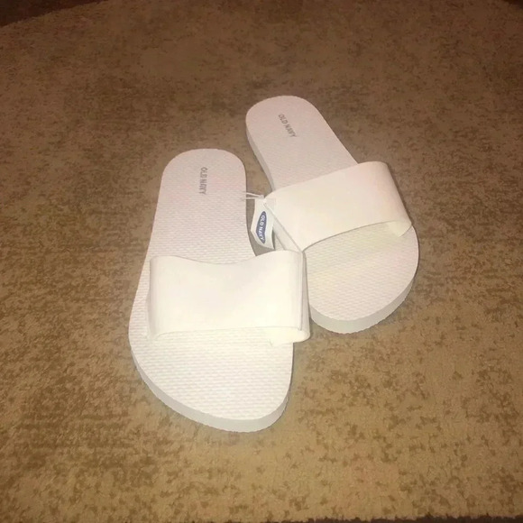 Old navy slides white sz 8 - Picture 1 of 3
